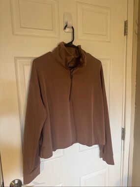 Athleta Brown Quarter Zip Seasoft Top